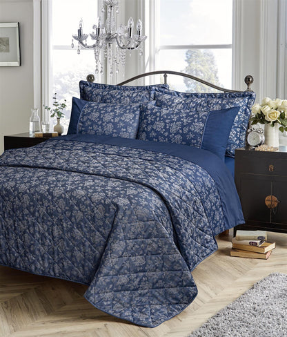 OLIVIA ROCCO Duvet Cover SINGLE / NAVY Kew Woven Jacquard Collection Wholesale Manchester UK