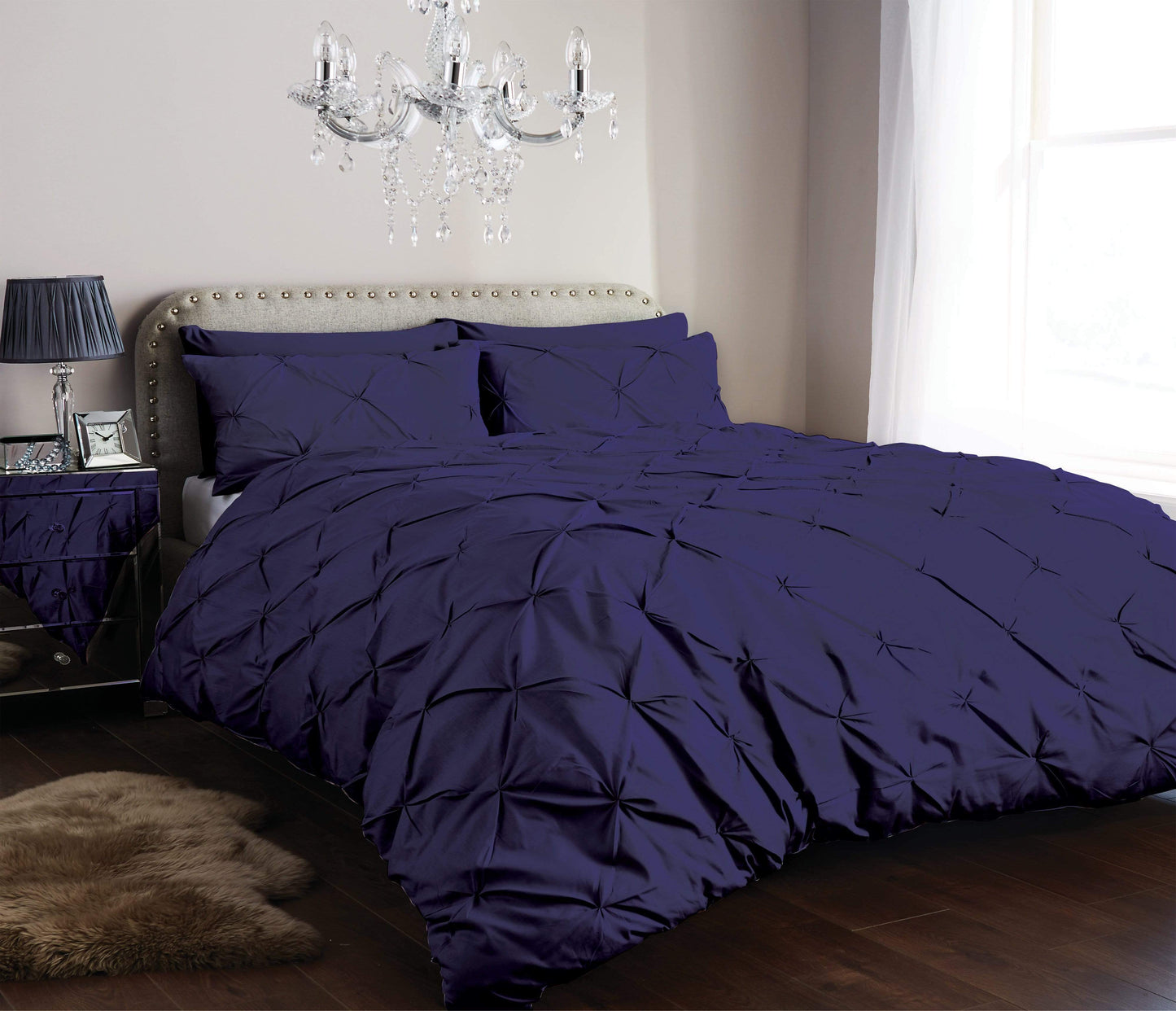 OLIVIA ROCCO Duvet Cover SINGLE / NAVY Pintuck Duvet Set Wholesale Manchester UK