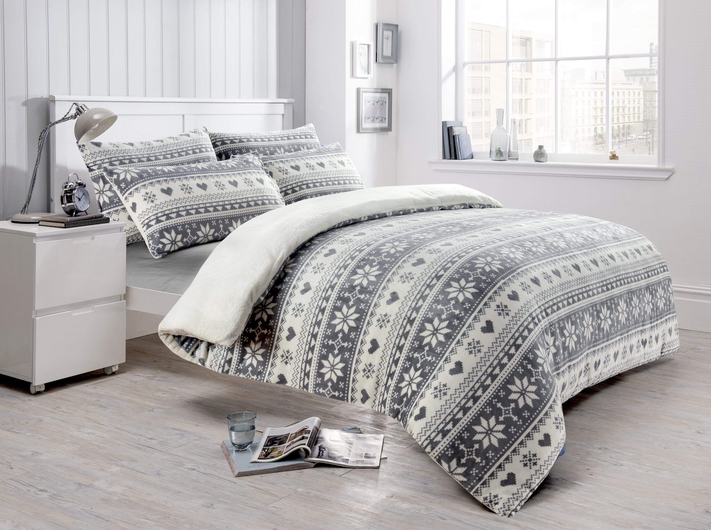 OLIVIA ROCCO Duvet Cover SINGLE Nordic Fair Isle Teddy Duvet Set Wholesale Manchester UK