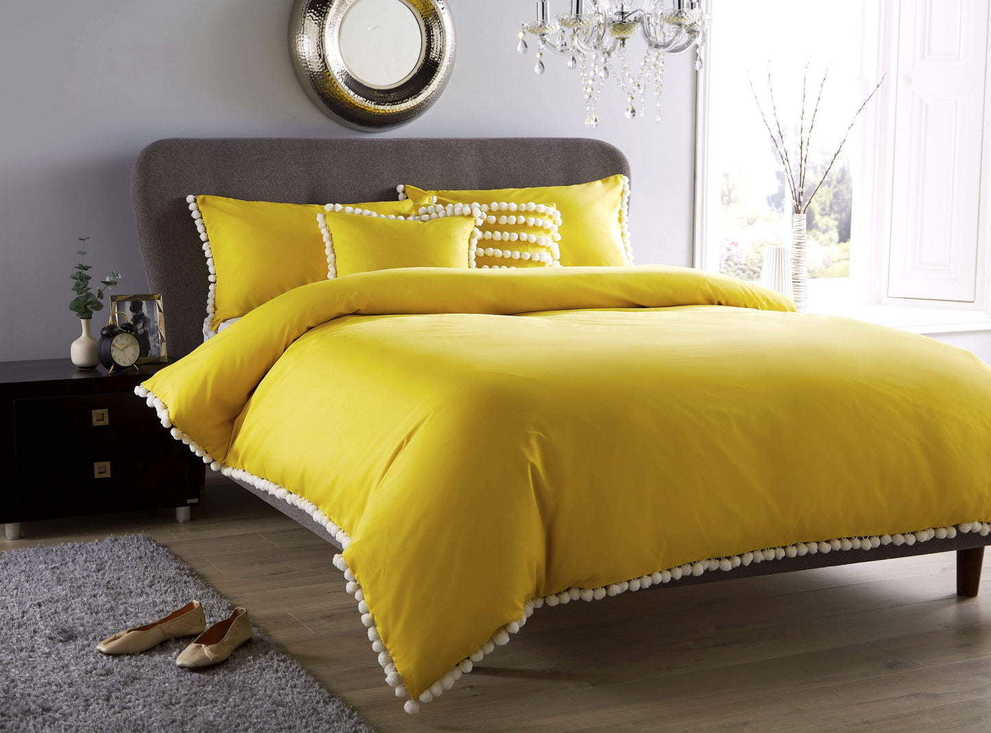 OLIVIA ROCCO Duvet Cover SINGLE / OCHRE Pom Pom Duvet Set Wholesale Manchester UK