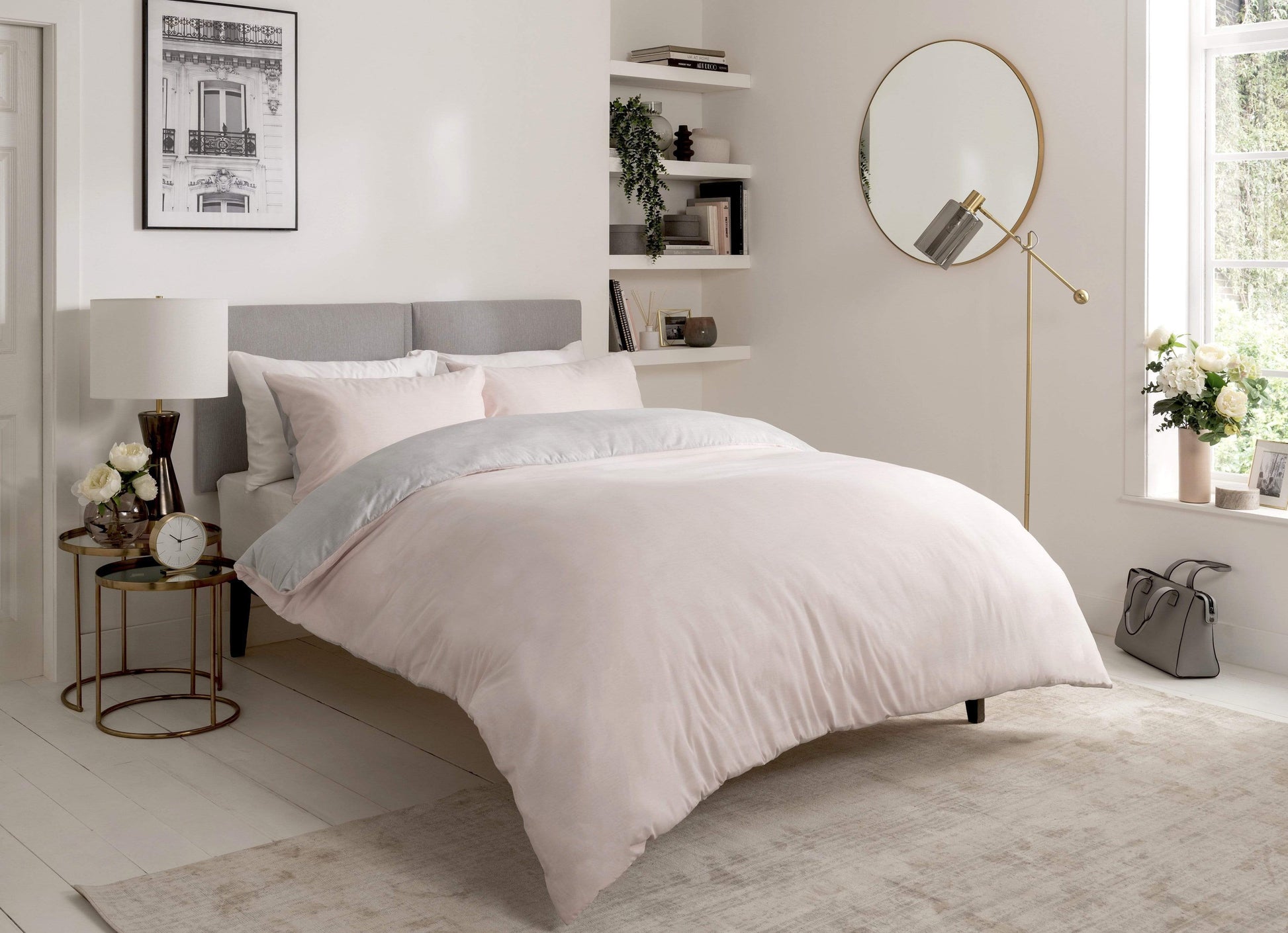 OLIVIA ROCCO Duvet Cover SINGLE / PINK Chambray Reversible Duvet Set Wholesale Manchester UK