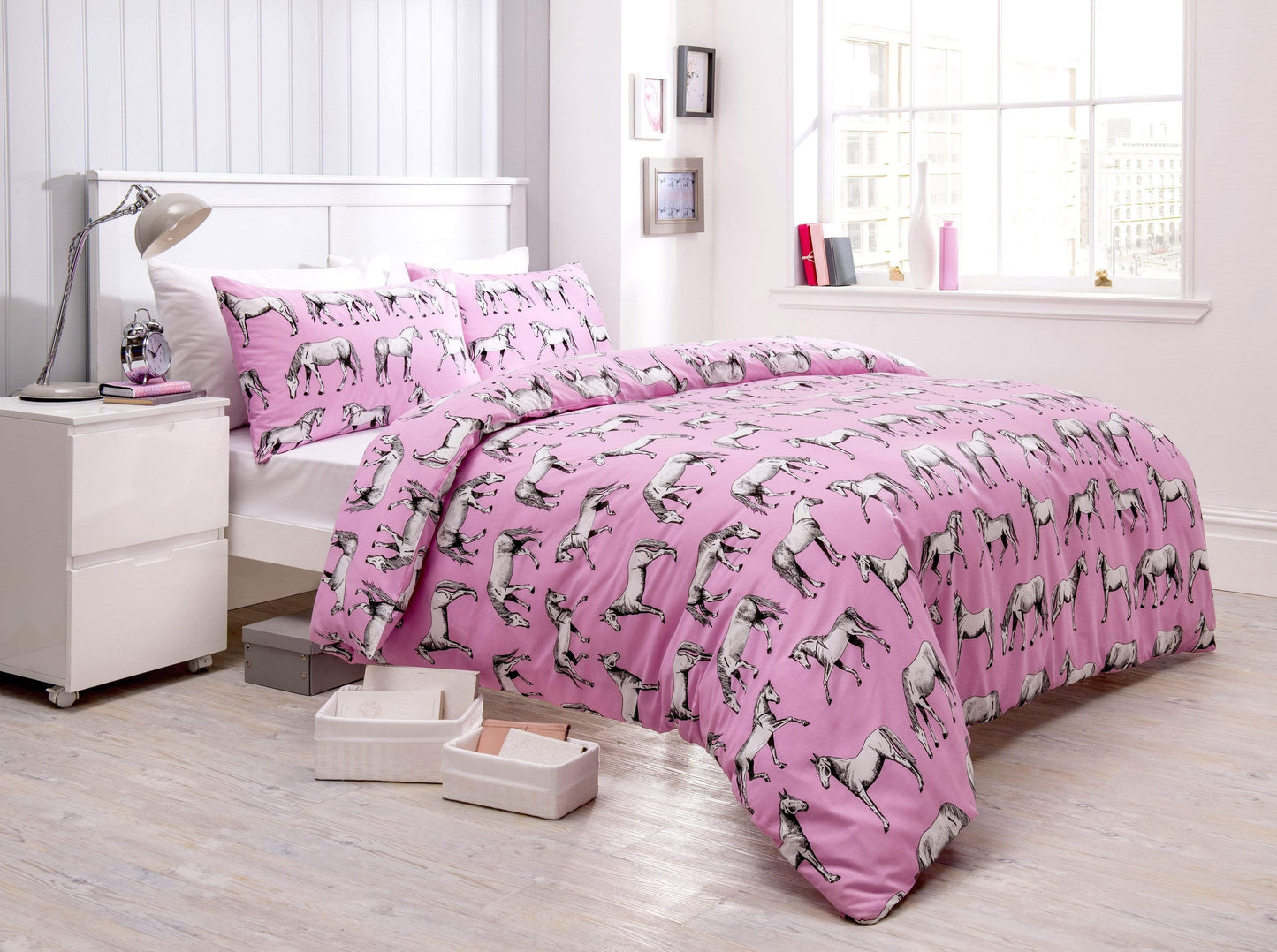 OLIVIA ROCCO Duvet Cover SINGLE / PINK Horses Duvet Set Wholesale Manchester UK