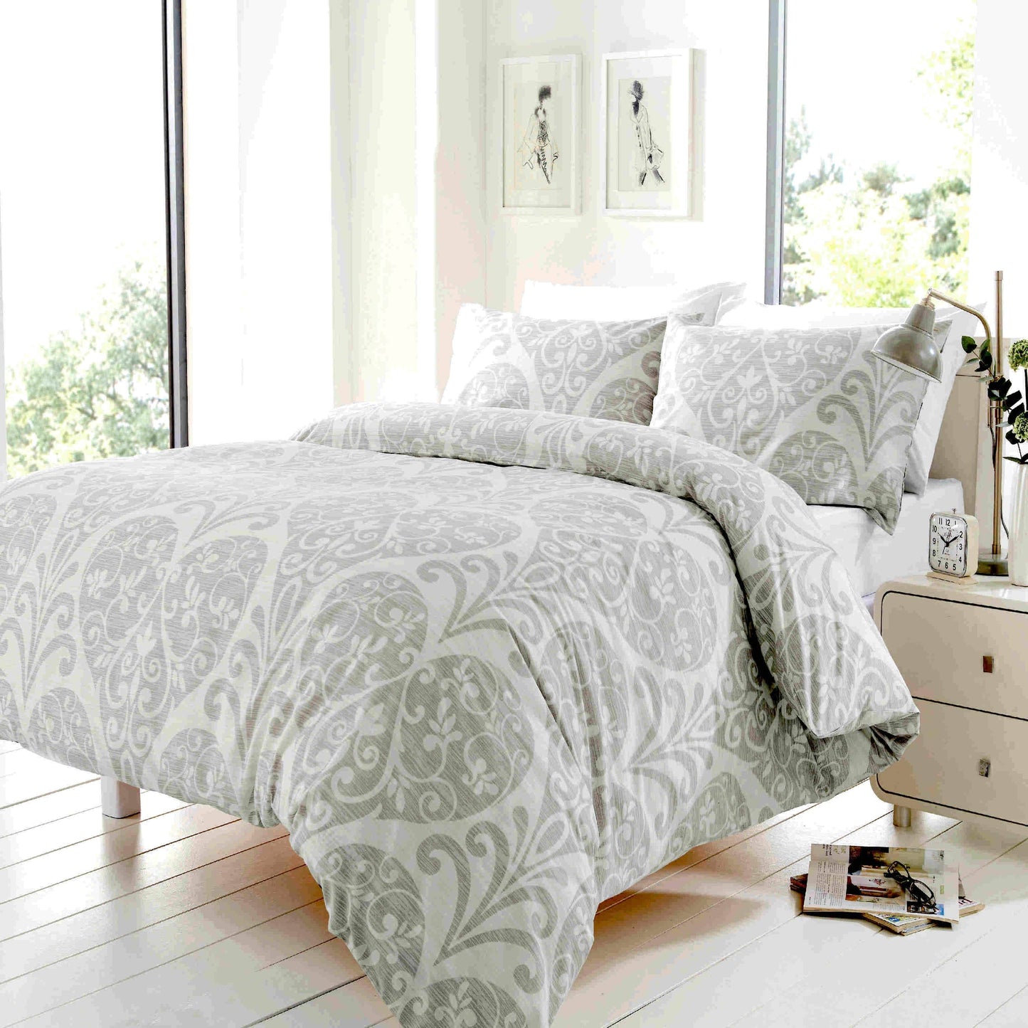 OLIVIA ROCCO Duvet Cover SINGLE / SILVER Chloe Duvet Set Wholesale Manchester UK