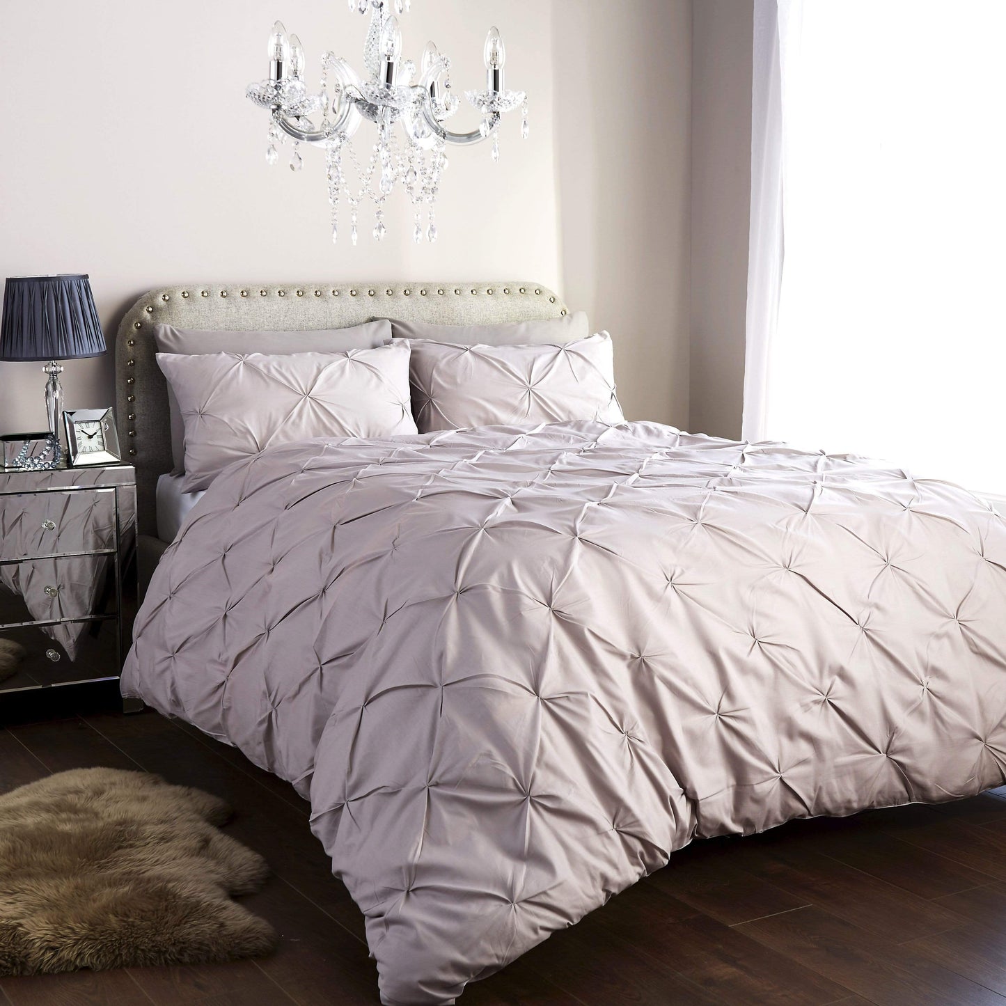 OLIVIA ROCCO Duvet Cover SINGLE / SILVER Pintuck Duvet Set Wholesale Manchester UK