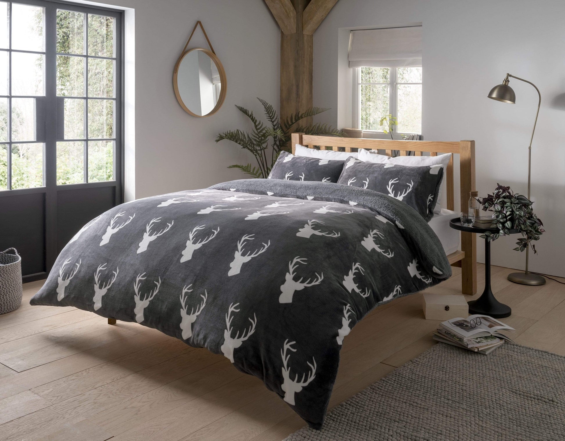 OLIVIA ROCCO Duvet Cover SINGLE Stag Teddy Fleece Reversible Duvet Set Wholesale Manchester UK