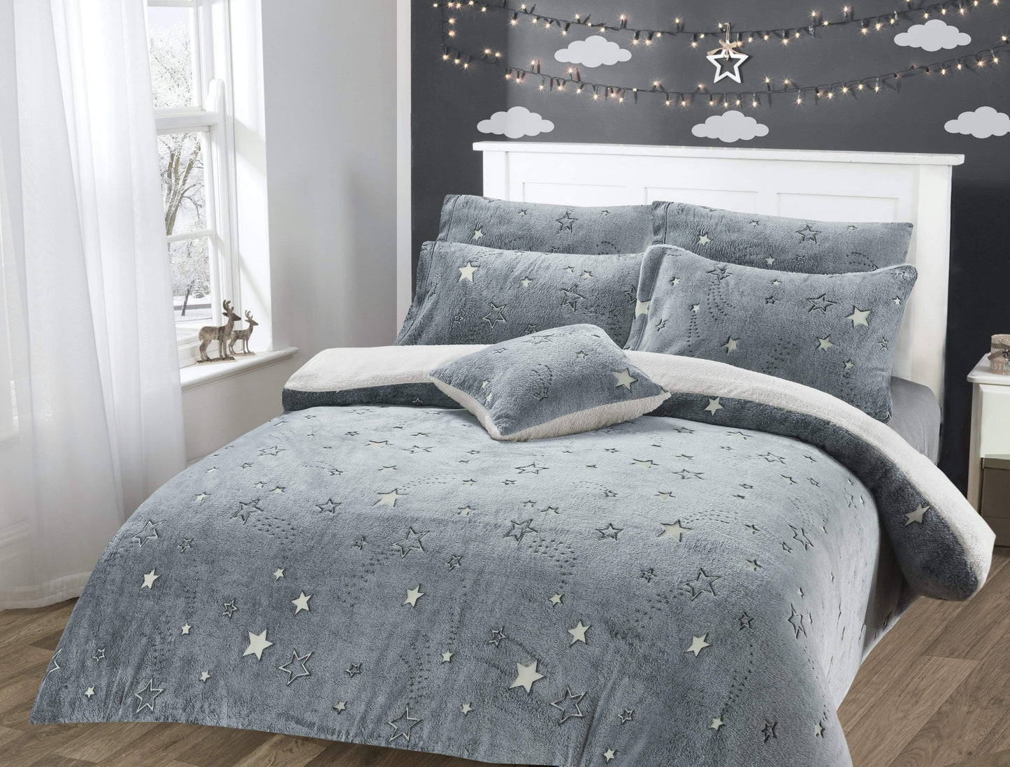 OLIVIA ROCCO Duvet Cover SINGLE Stars Glow In The Dark Teddy Duvet Set Wholesale Manchester UK