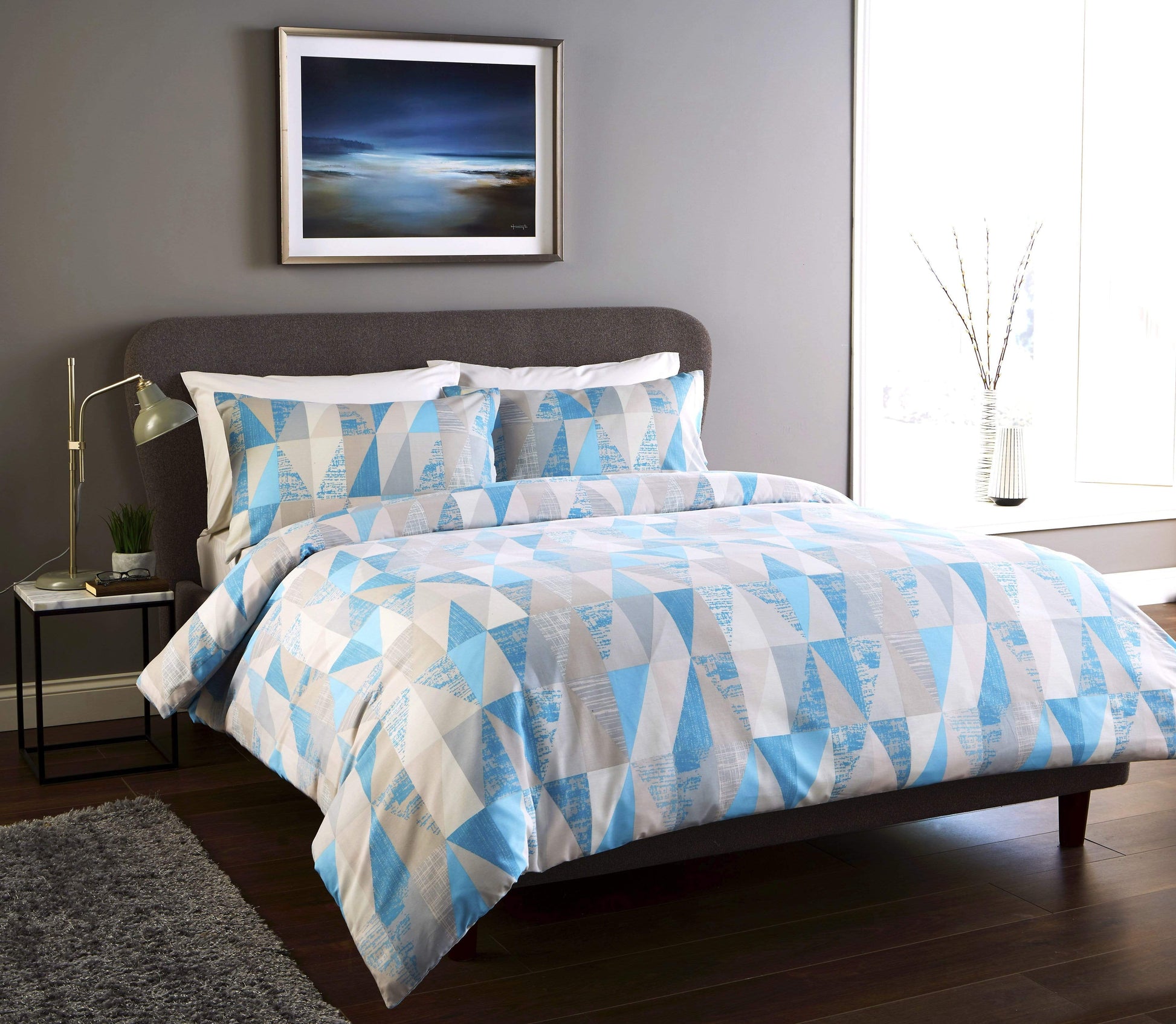 OLIVIA ROCCO Duvet Cover SINGLE / TEAL Geo Duvet Set Wholesale Manchester UK