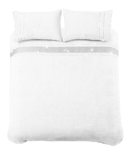OLIVIA ROCCO Duvet Cover SINGLE / WHITE Diamante Teddy Duvet Set Wholesale Manchester UK