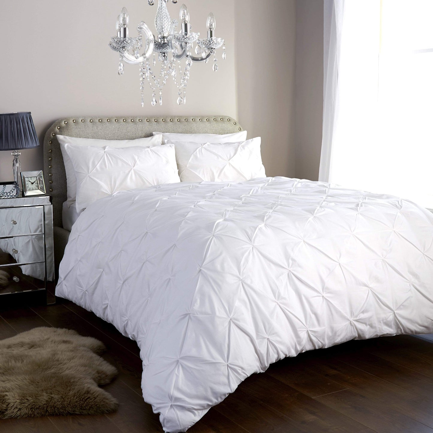 OLIVIA ROCCO Duvet Cover SINGLE / WHITE Pintuck Duvet Set Wholesale Manchester UK