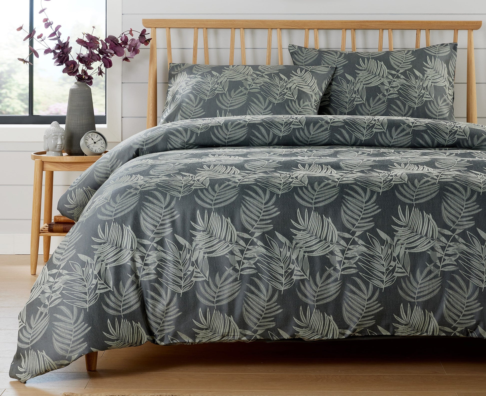 OLIVIA ROCCO Duvet Covers SINGLE / CHARCOAL Leaf Jacquard Duvet Cover Sets Wholesale Manchester UK