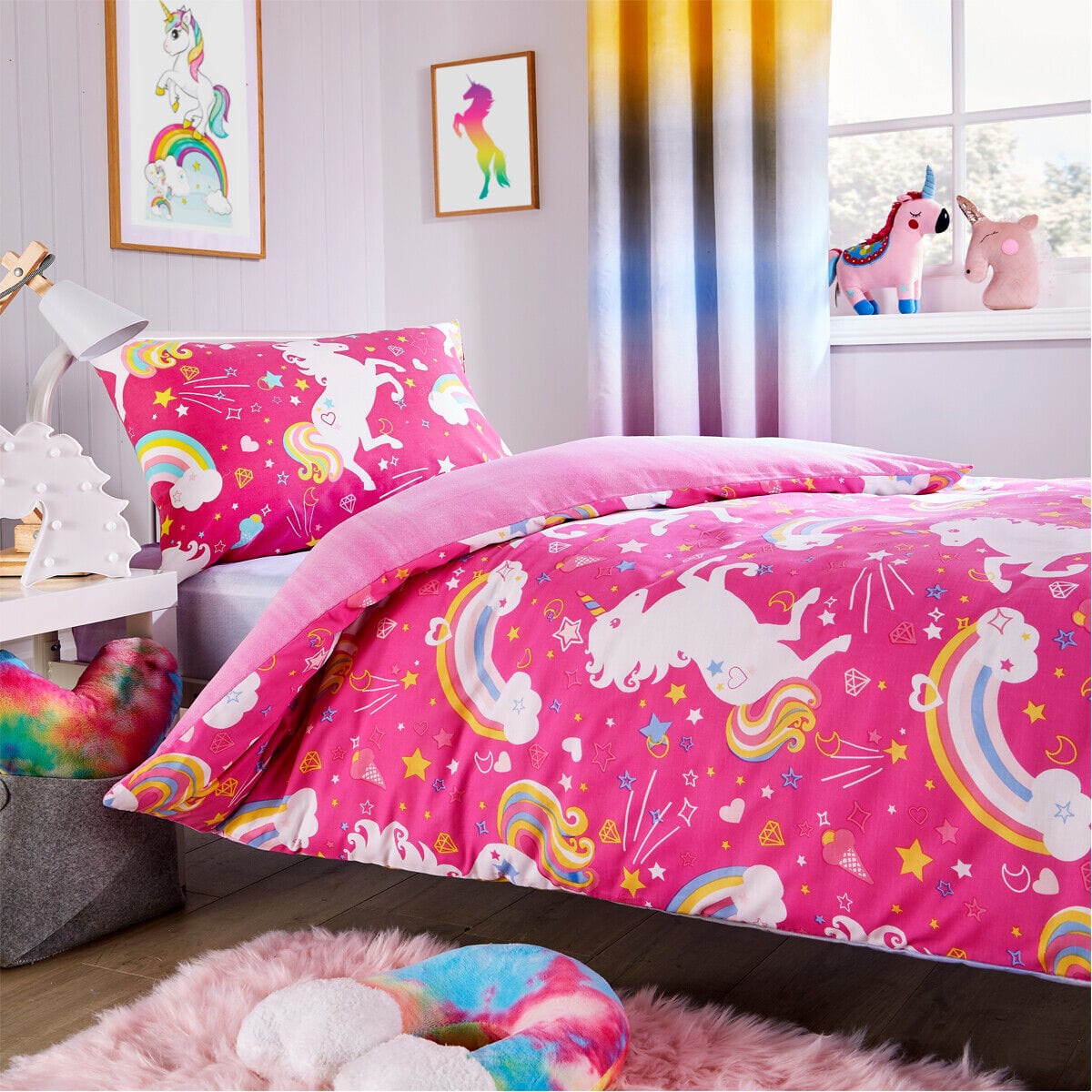 OLIVIA ROCCO Duvet Covers SINGLE DUVET SET Unicorn Rainbow Kids Duvet Set Wholesale Manchester UK