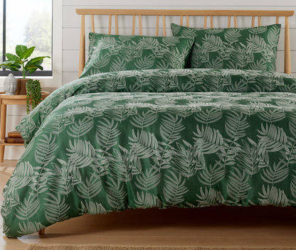 OLIVIA ROCCO Duvet Covers SINGLE / EMERALD GREEN Leaf Jacquard Duvet Cover Sets Wholesale Manchester UK
