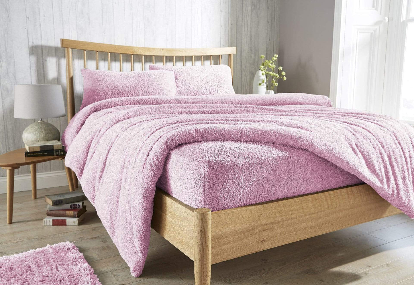OLIVIA ROCCO Fitted Sheet SINGLE / BLUSH PINK Original Teddy Fitted Sheet Wholesale Manchester UK