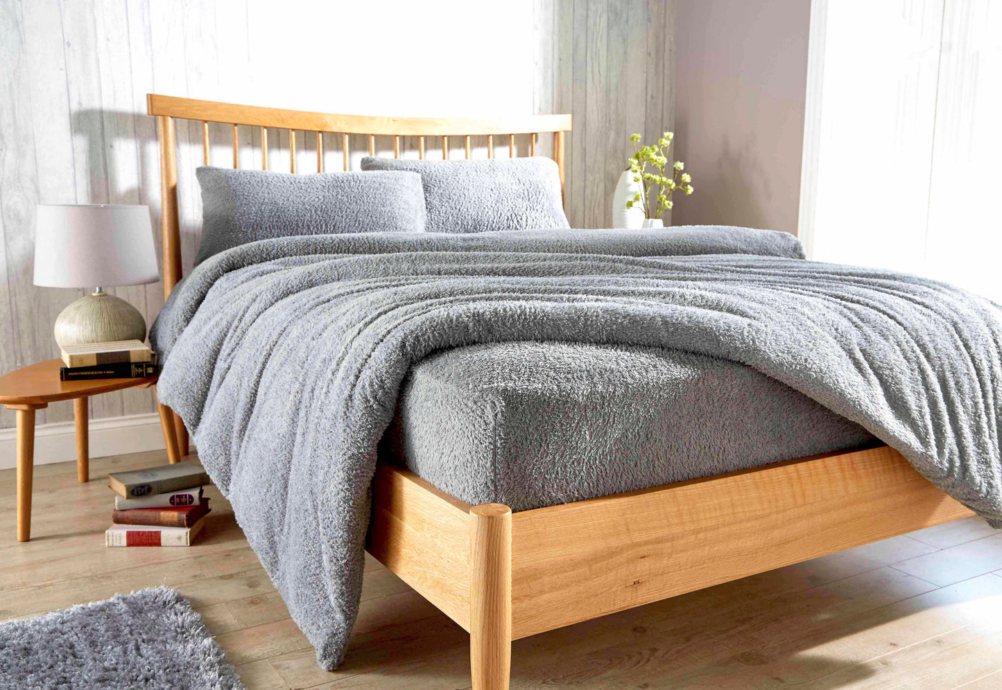 OLIVIA ROCCO Fitted Sheet SINGLE / GREY Original Teddy Fitted Sheet Wholesale Manchester UK