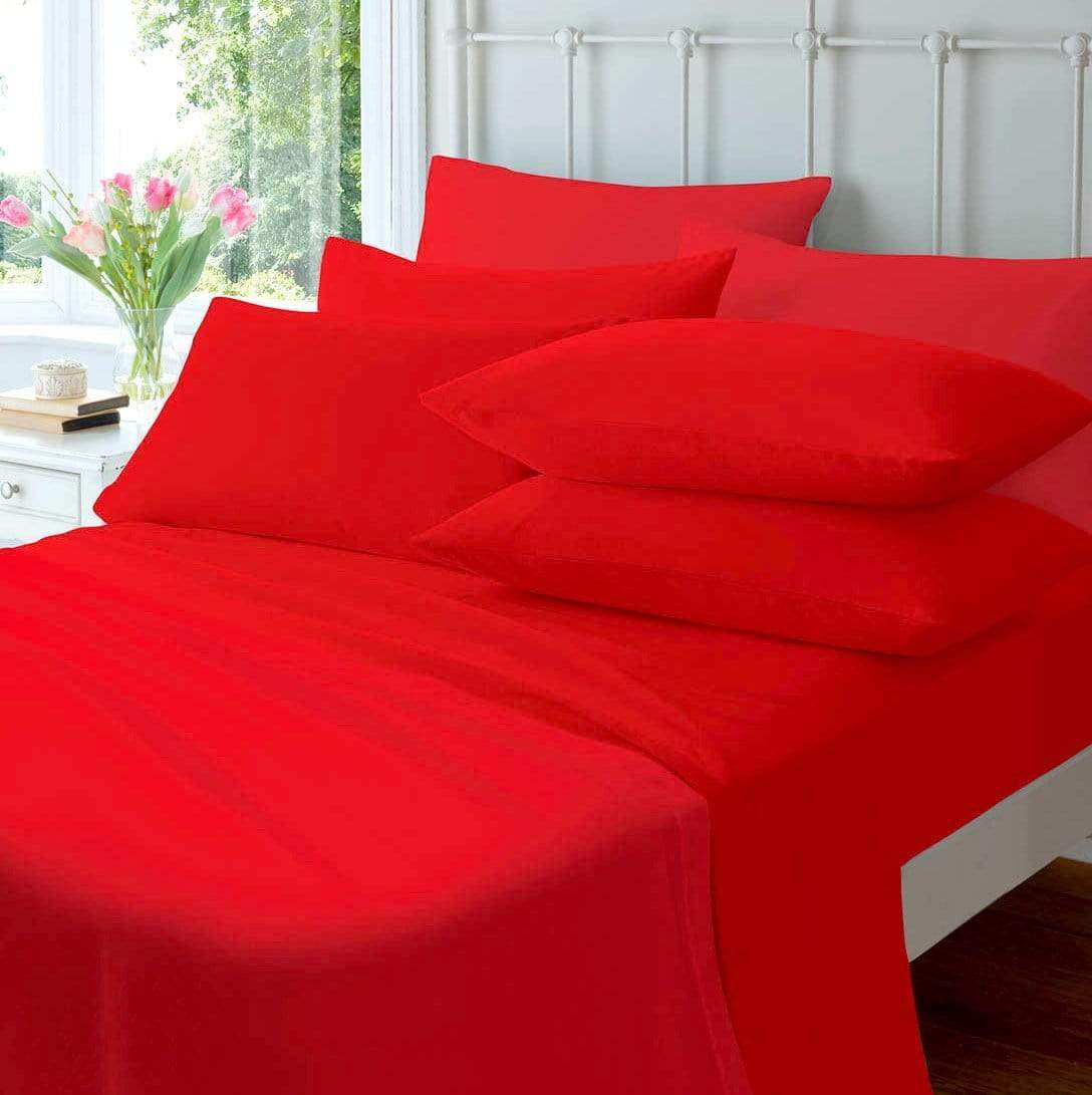 OLIVIA ROCCO Fitted Sheet SINGLE / RED Flannelette Fitted Sheet Wholesale Manchester UK