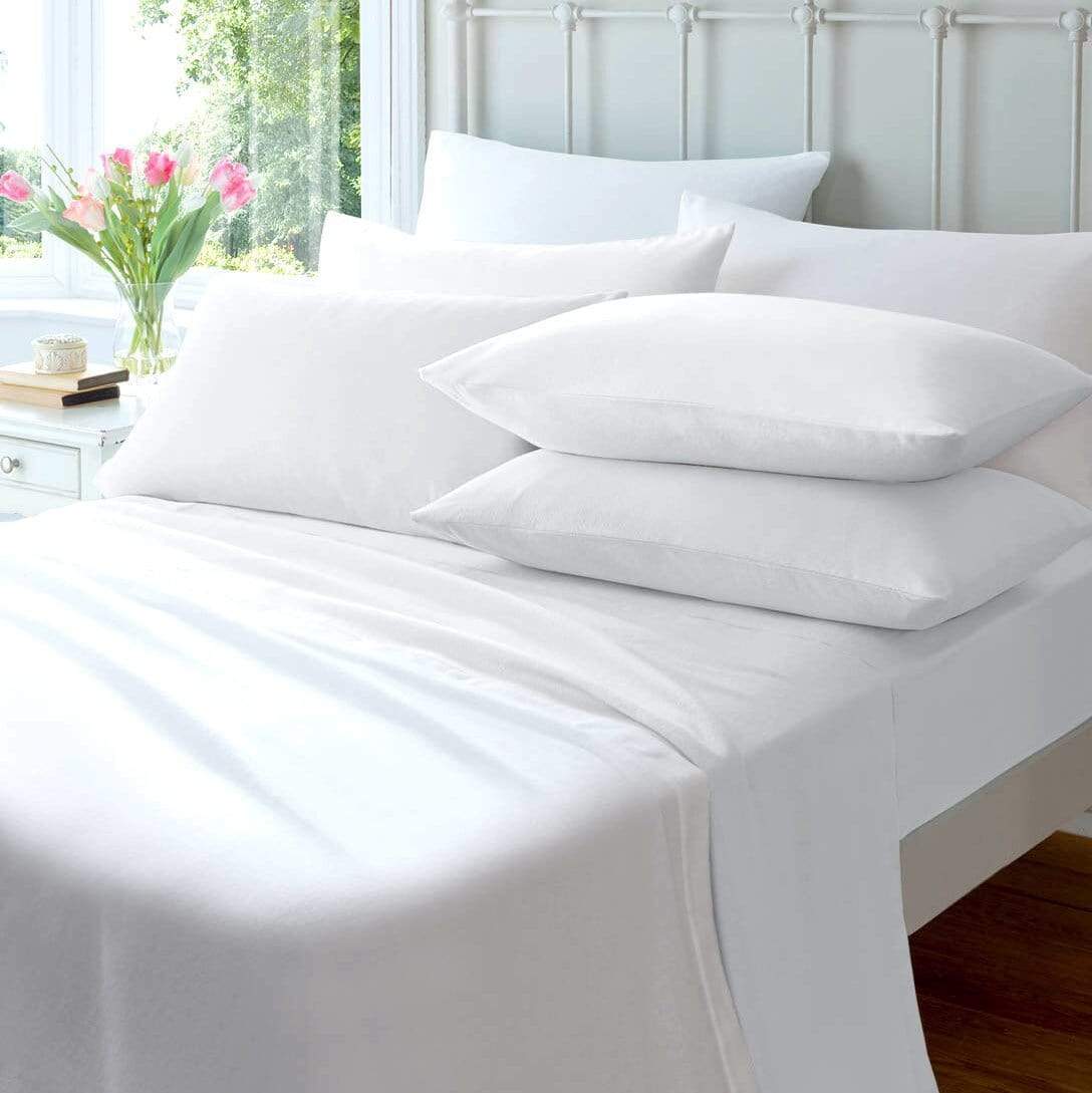 OLIVIA ROCCO Fitted Sheet SINGLE / WHITE Flannelette Fitted Sheet Wholesale Manchester UK