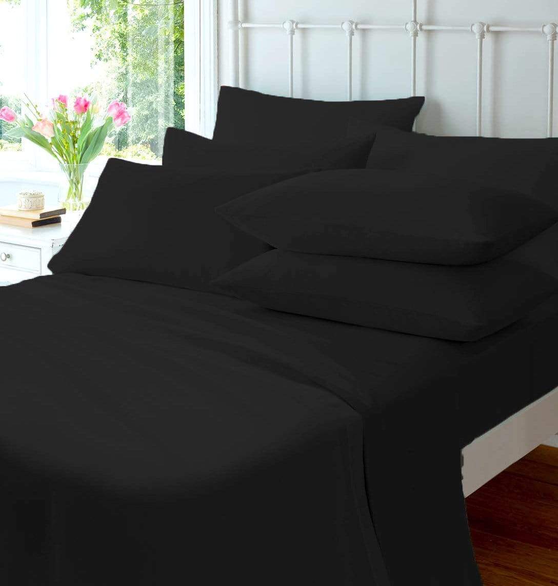 OLIVIA ROCCO Flat Sheet SINGLE / BLACK Flannelette Flat Sheet Wholesale Manchester UK