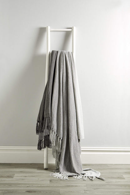 OLIVIA ROCCO Throw 127 x 152 cm / GREY Check Pure Cotton Throw Wholesale Manchester UK