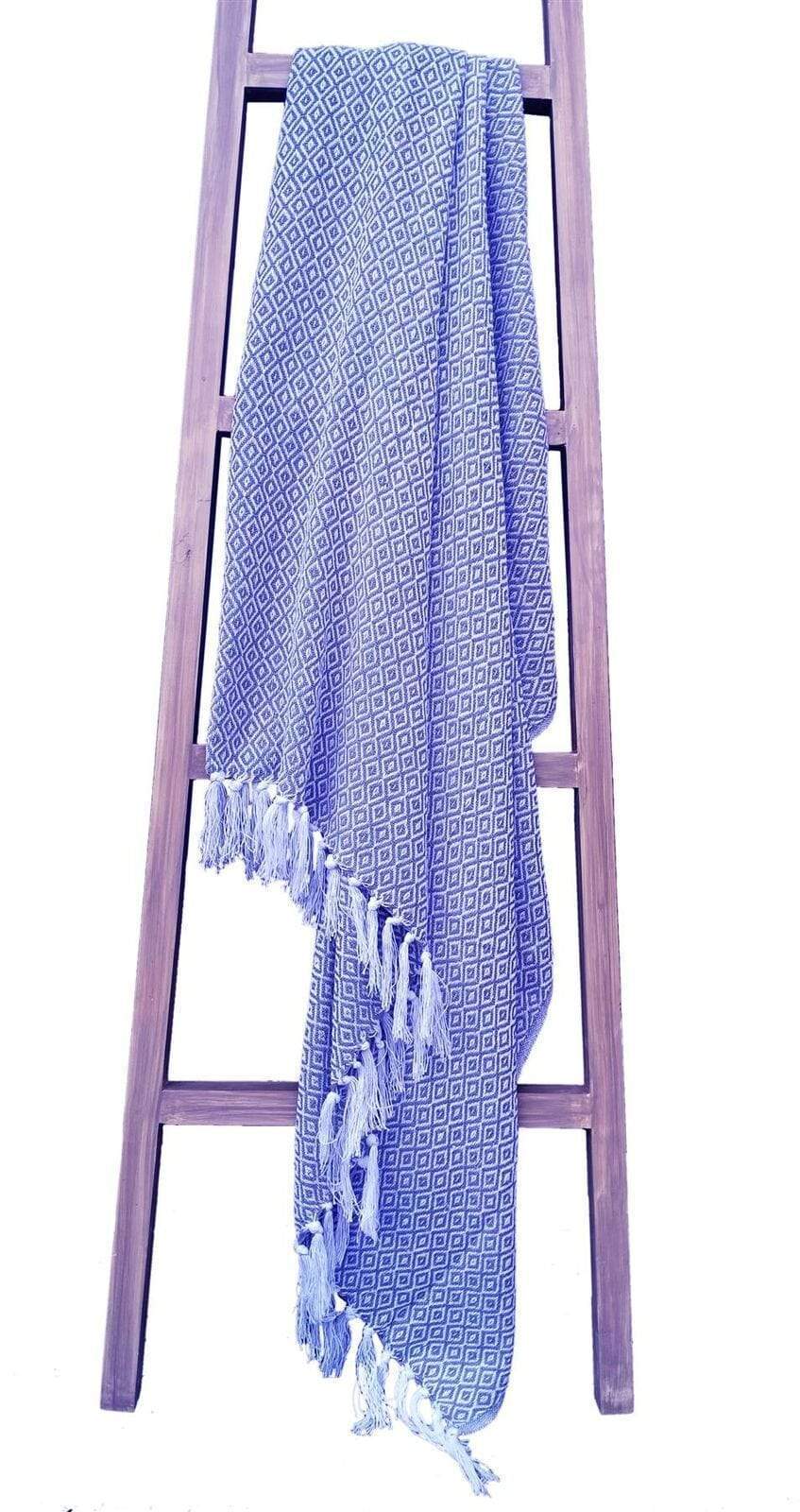 OLIVIA ROCCO Throw 127 x 152 cm / NAVY Regal Pure Cotton Throw Wholesale Manchester UK