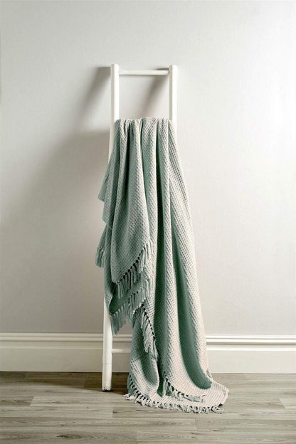 OLIVIA ROCCO Throw 127 x 152 cm / SILVER Lisbon Pure Cotton Honeycomb Throw Wholesale Manchester UK