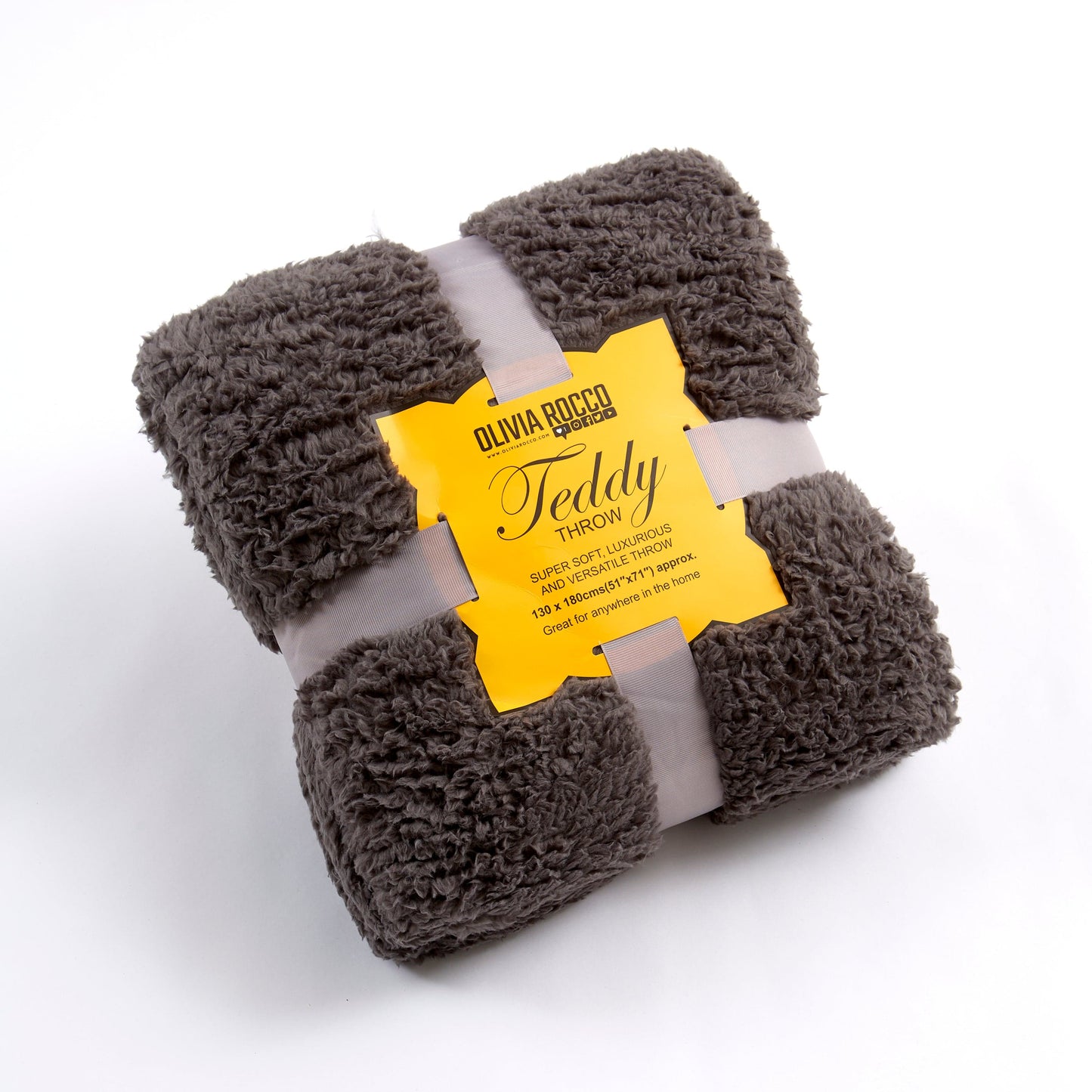 OLIVIA ROCCO Throw 130 x 180 cm / CHARCOAL Fluffy Huggable Teddy Throw, Cosy & Snug Blanket Wholesale Manchester UK