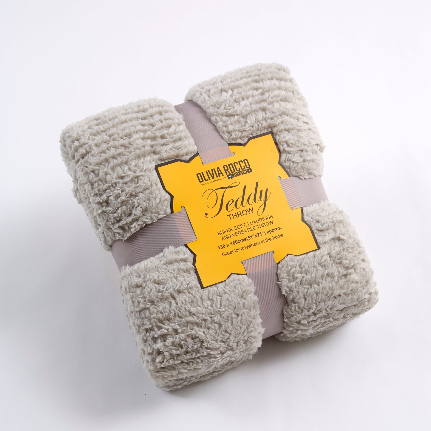 OLIVIA ROCCO Throw 130 x 180 cm / SILVER Fluffy Huggable Teddy Throw, Cosy & Snug Blanket Wholesale Manchester UK