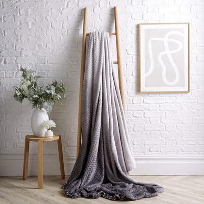 OLIVIA ROCCO Throw 150 x 200 cm / GREY Chevron Ombre Effect Throw Wholesale Manchester UK