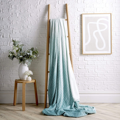 OLIVIA ROCCO Throw 150 x 200 cm / TEAL Chevron Ombre Effect Throw Wholesale Manchester UK