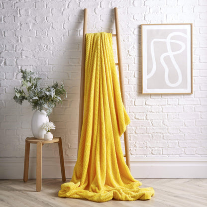 OLIVIA ROCCO Throw 150 x 200 cm / YELLOW Cloud Honeycomb Throw Wholesale Manchester UK